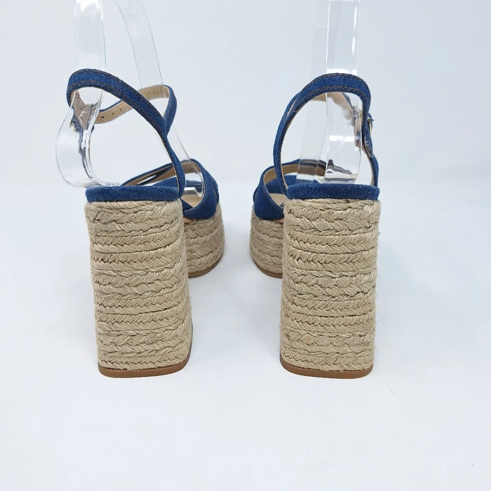 Dee Ocleppo Gaga Mayory Denim Platform Buckle Sandal Braided - Picture 10 of 10